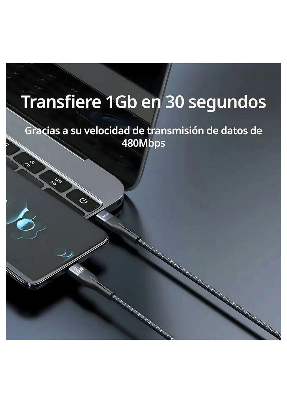 Cable USB Tipo C a USB C 1 Metro 60W Yesido CA156 Negro-3