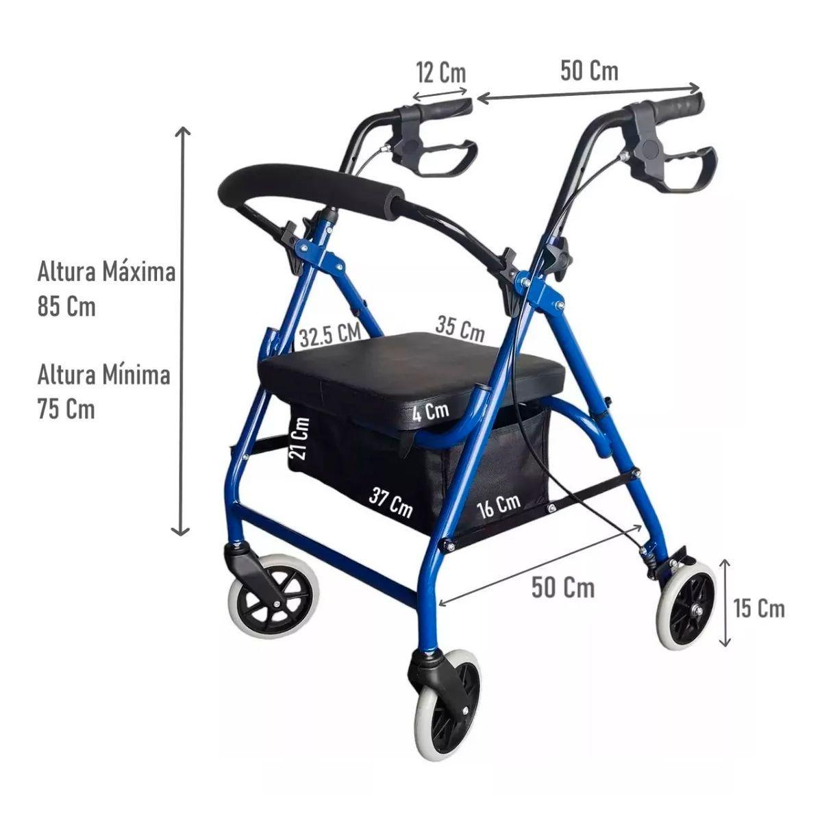 Andador Burrito Ortopedico Plegable 4 Ruedas Bolso Y Asiento 3004B-1-5