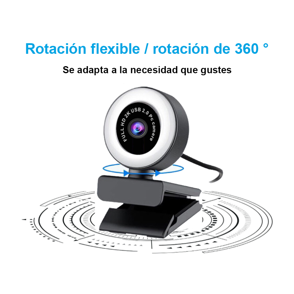 Webcam Camara Full Hd 1080p y Micrófono Aro Led Teletrabajo-3
