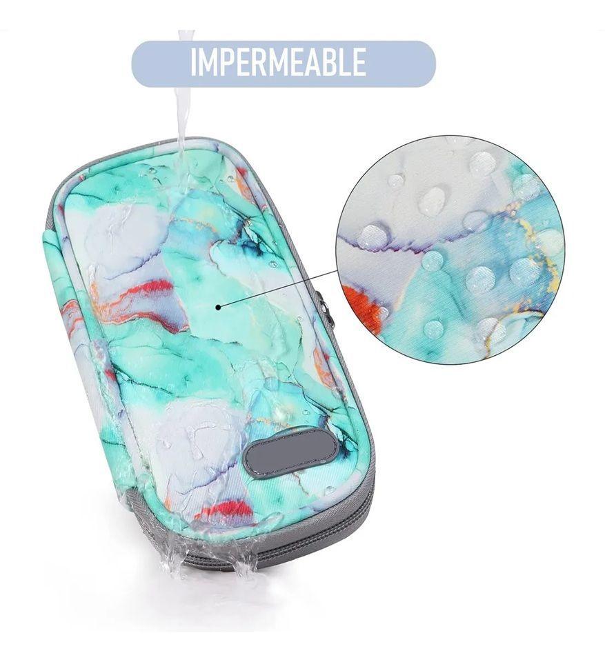 Bolso Estuche Portatil De Viaje Insulina Cooler Refrigerante Mármol Verde-3