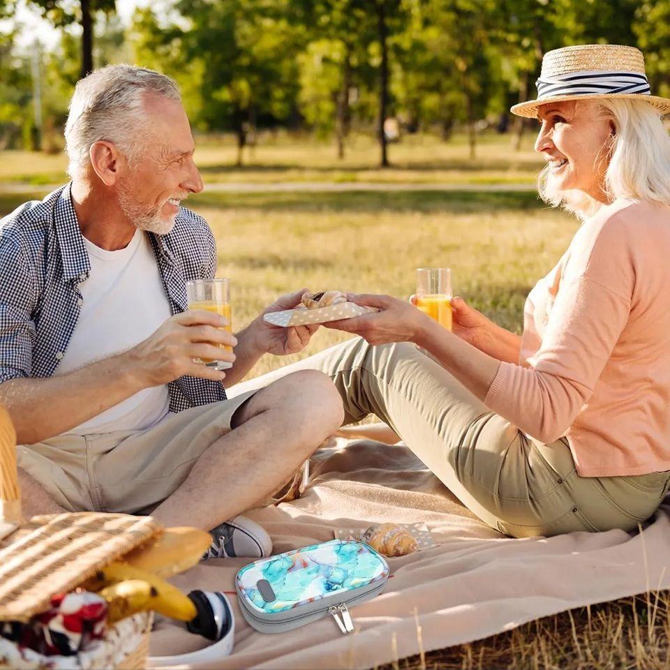 Bolso Estuche Portatil De Viaje Insulina Cooler Refrigerante Mármol Verde-5