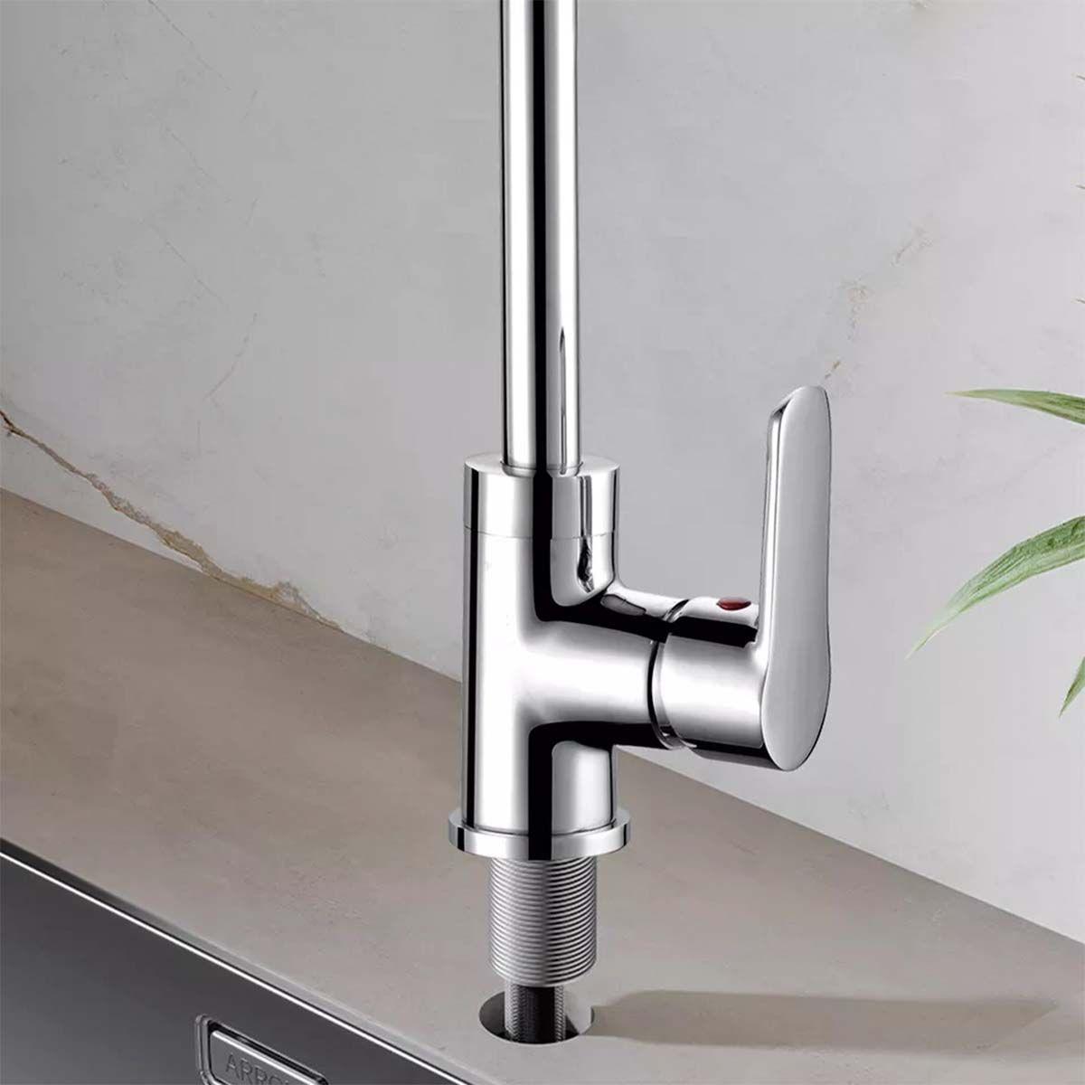 Llave Grifería Lavaplatos Cuello Cisne Plateado Monomando Tap 25-5