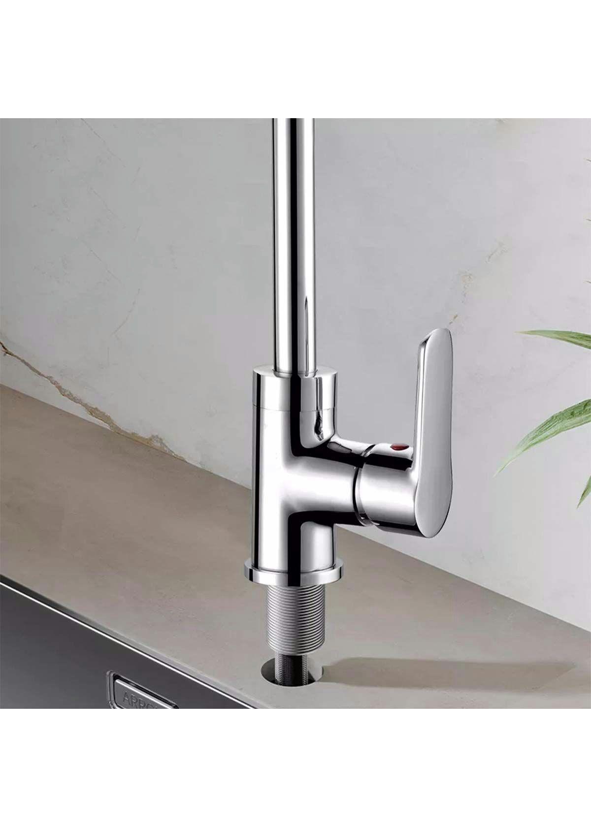 Llave Grifería Lavaplatos Cuello Cisne Plateado Monomando Tap 25-5