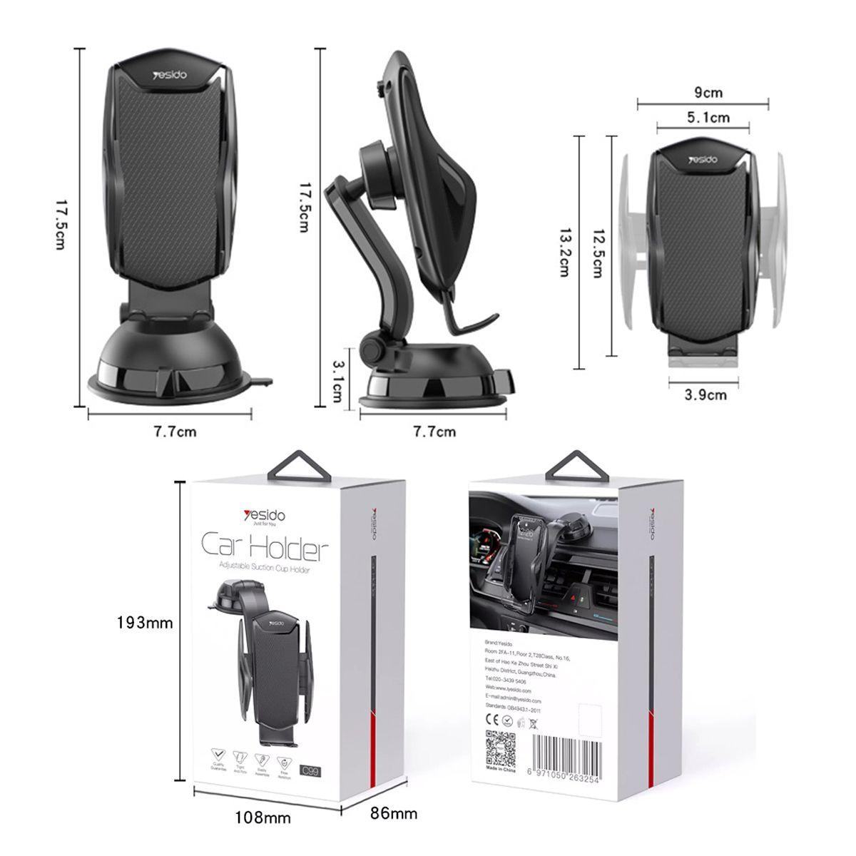 Soporte Holder Porta Celular De Clip Ventosa Yesido C99-1