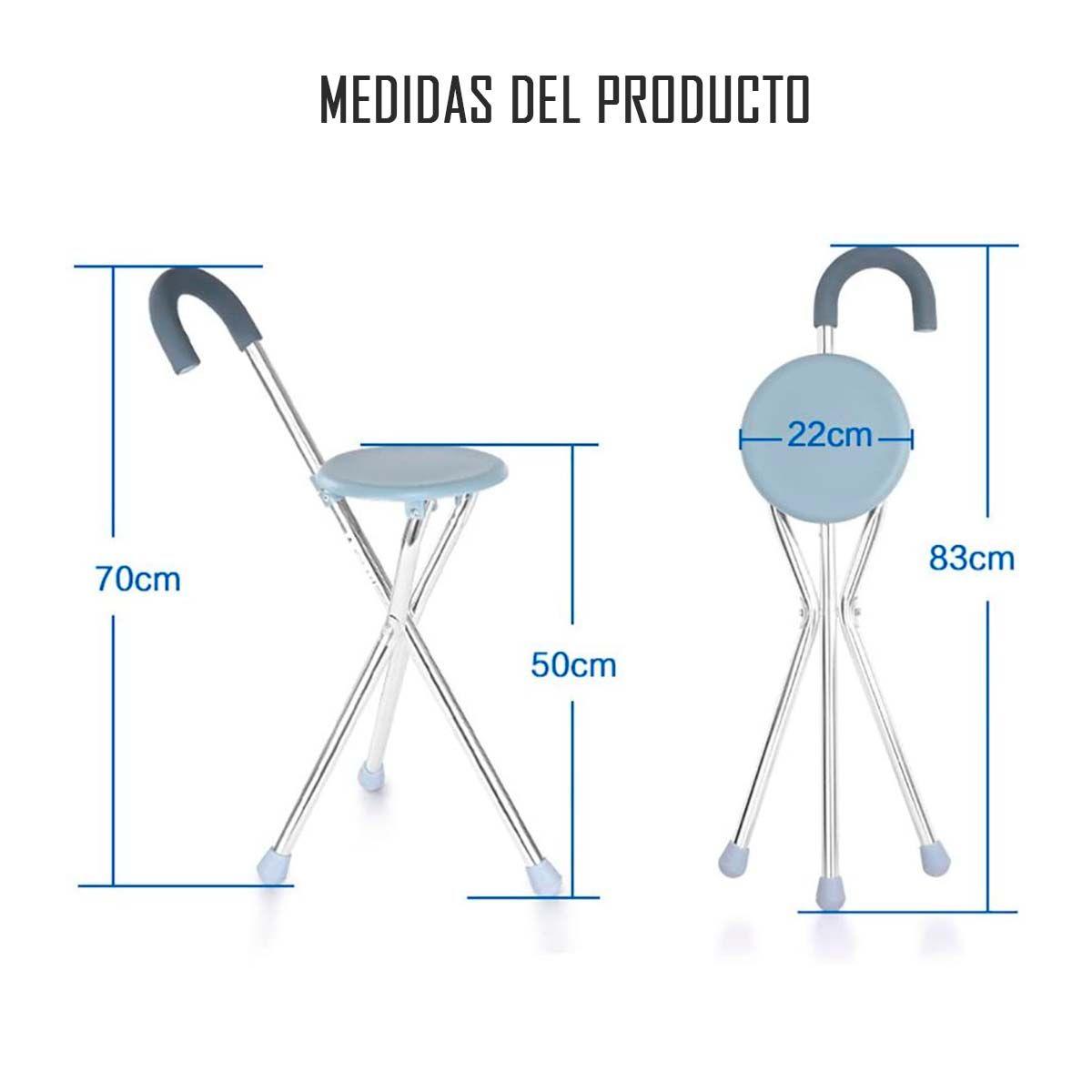 Bastón Con Asiento Plegable Aluminio Alta Calidad Premium-2