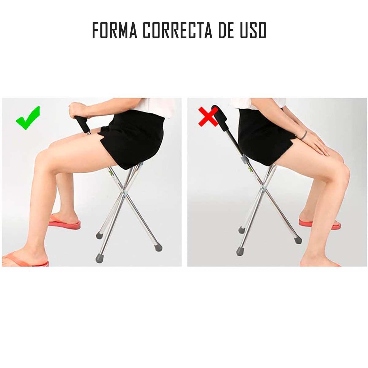 Bastón Con Asiento Plegable Aluminio Alta Calidad Premium-4