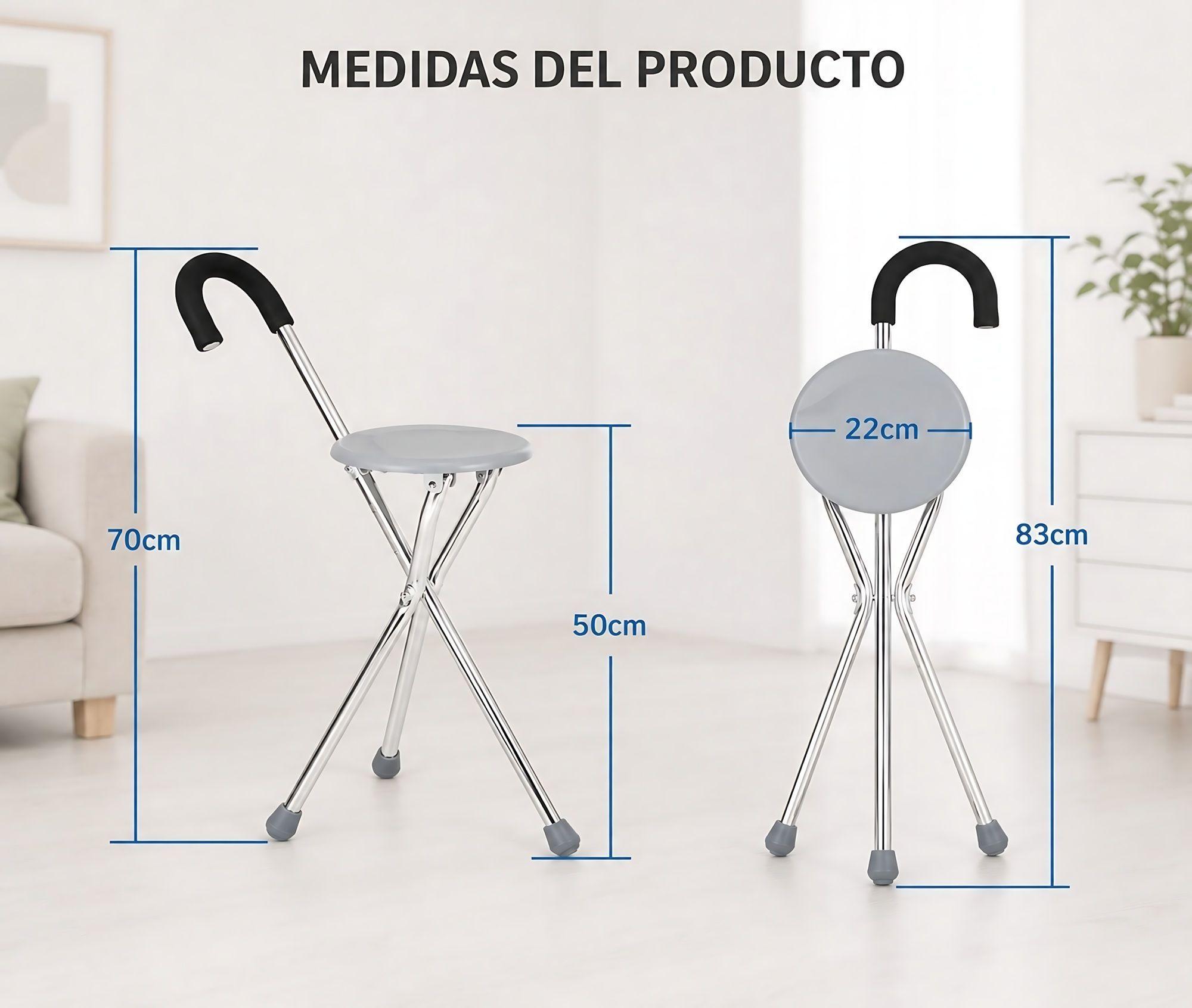 Bastón Con Asiento Plegable Aluminio Alta Calidad Premium-1