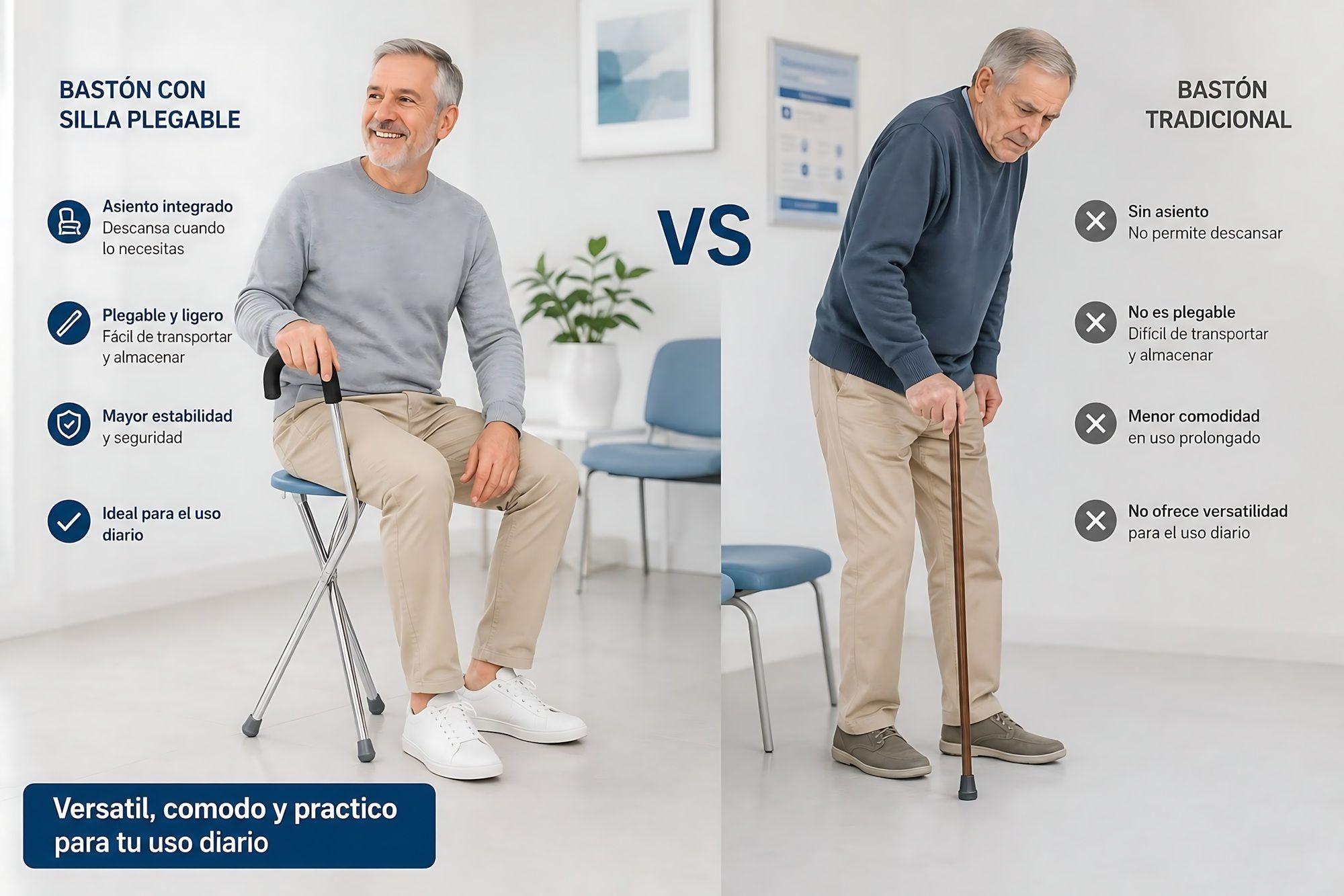 Bastón Con Asiento Plegable Aluminio Alta Calidad Premium-4