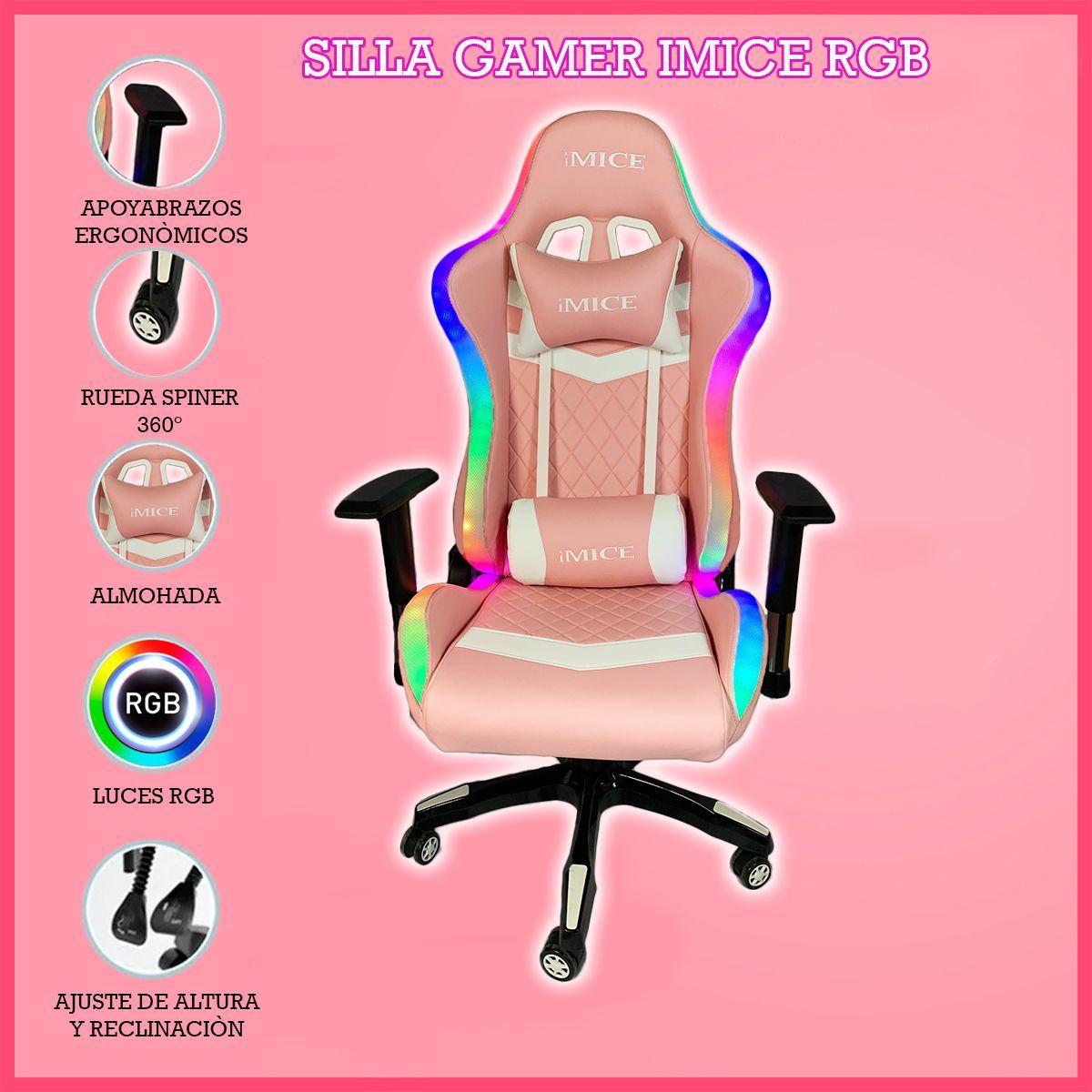 Silla Gamer Profesional Imice Retroiluminada Rgb + Control -1
