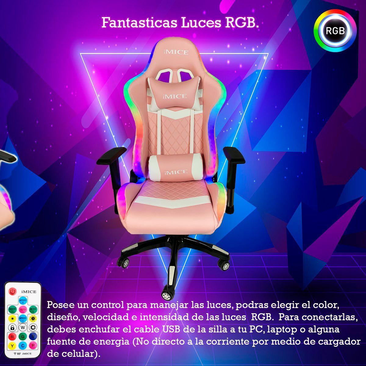 Silla Gamer Profesional Imice Retroiluminada Rgb + Control -2