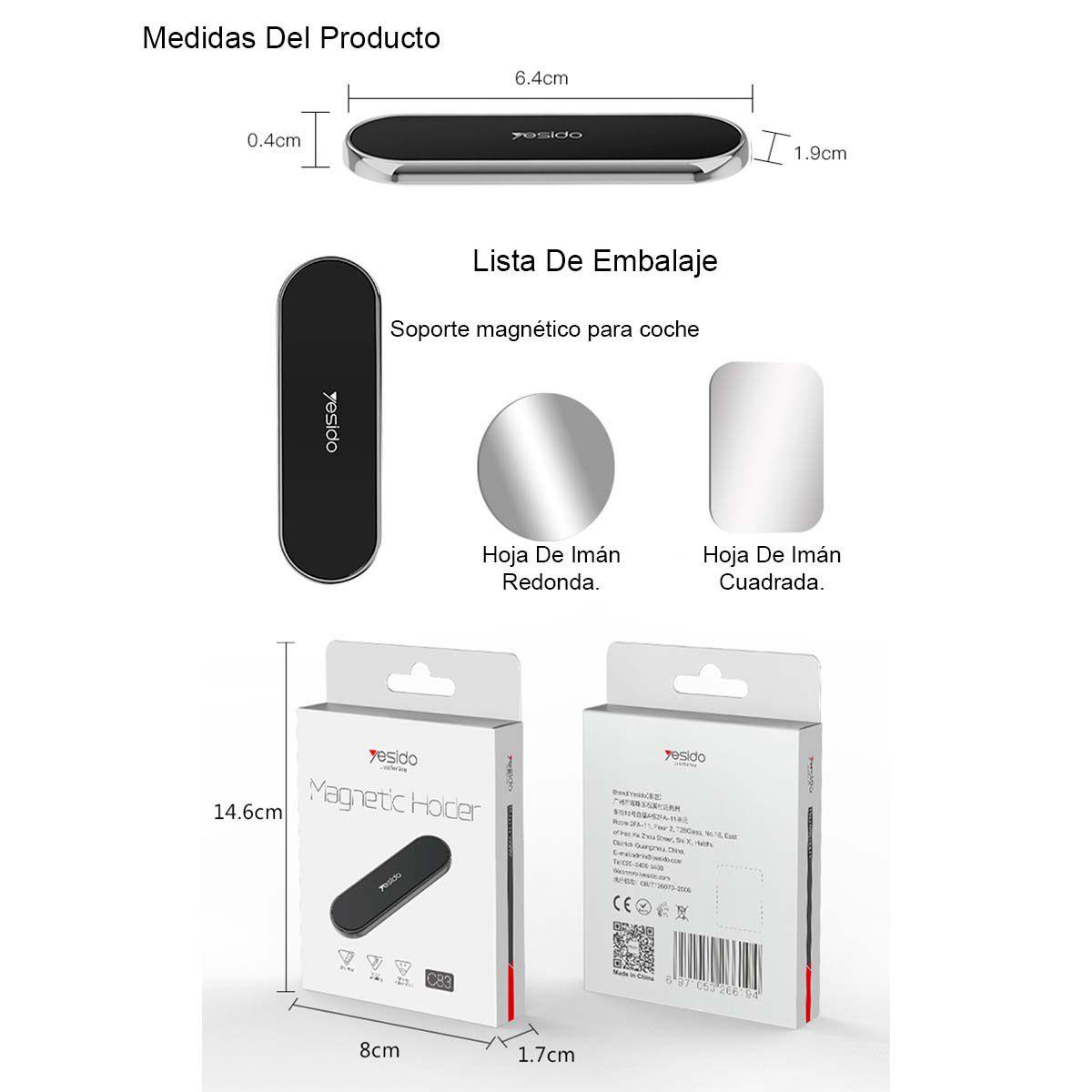 Soporte Holder Magnético Para Celular  Yesido C83 Silver-2