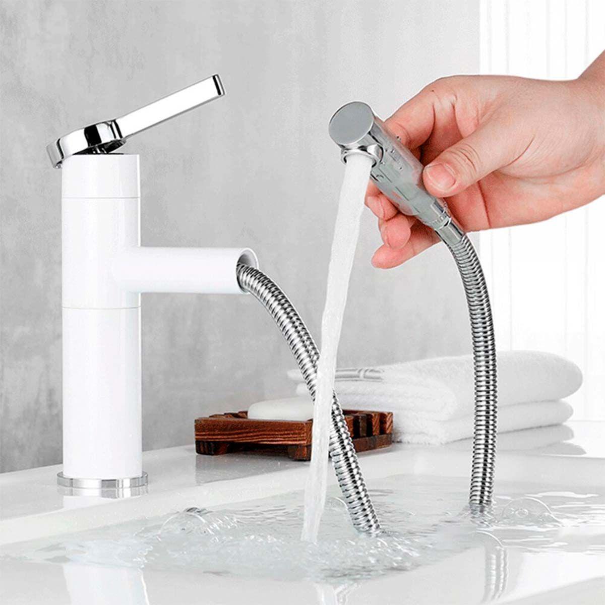 Llave Griferia Lavamanos Con Cuello Extensible Blanco Tap23-2