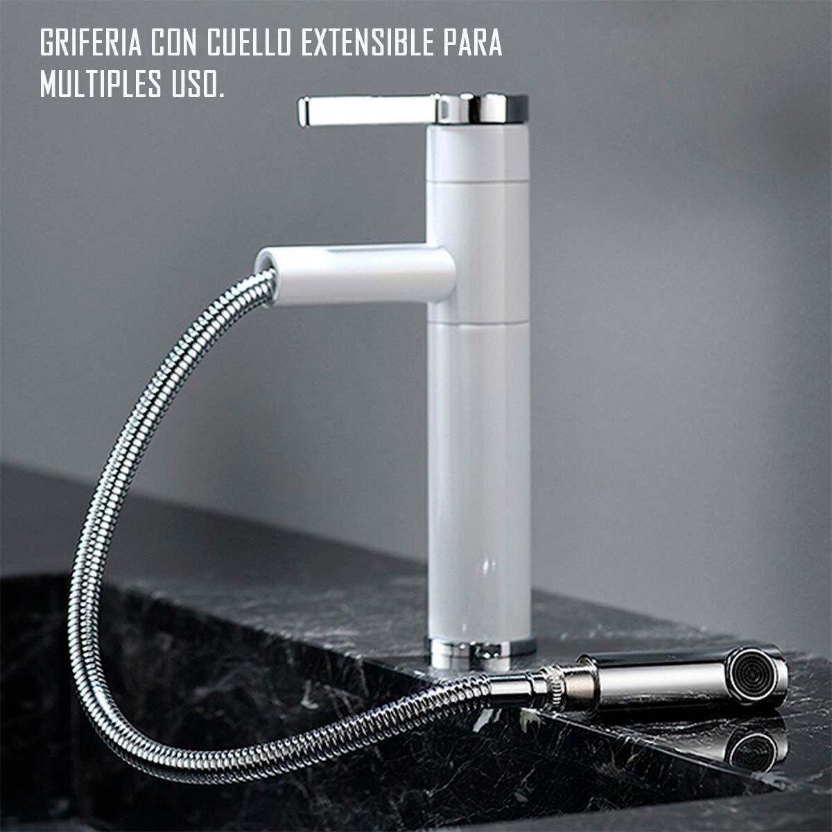 Llave Griferia Lavamanos Con Cuello Extensible Blanco Tap23-5