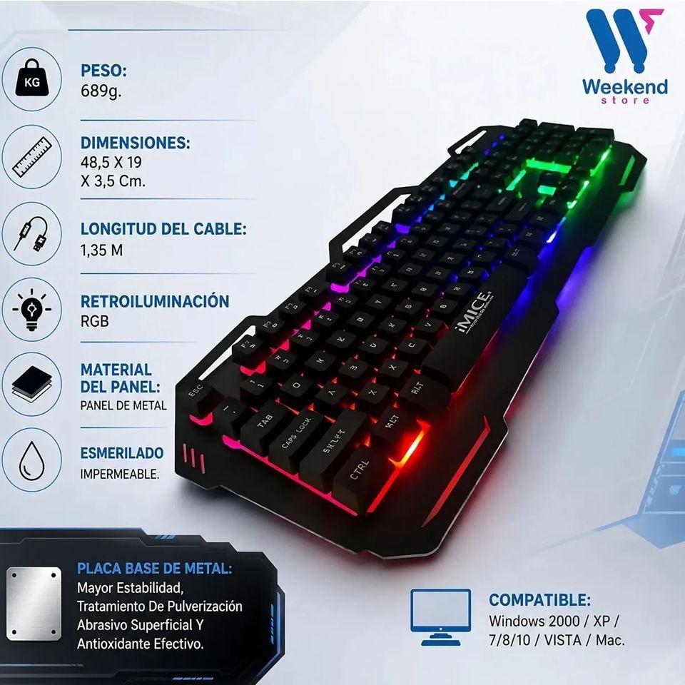 Kit Teclado y Mouse Gamer iMice AK-400 y X6 Retroiluminado con 3200 DPI-3