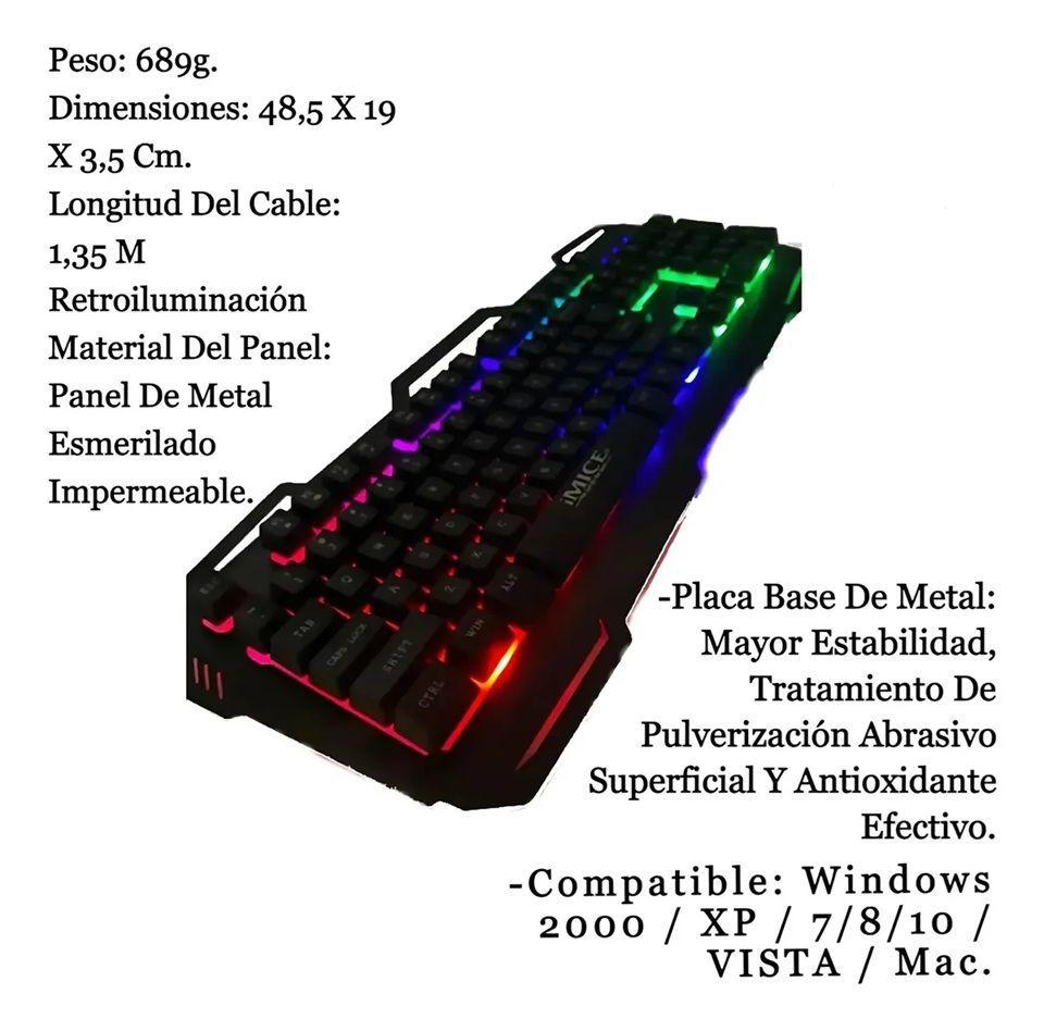 Kit Teclado y Mouse Gamer iMice AK-400 y X6 Retroiluminado con 3200 DPI-6