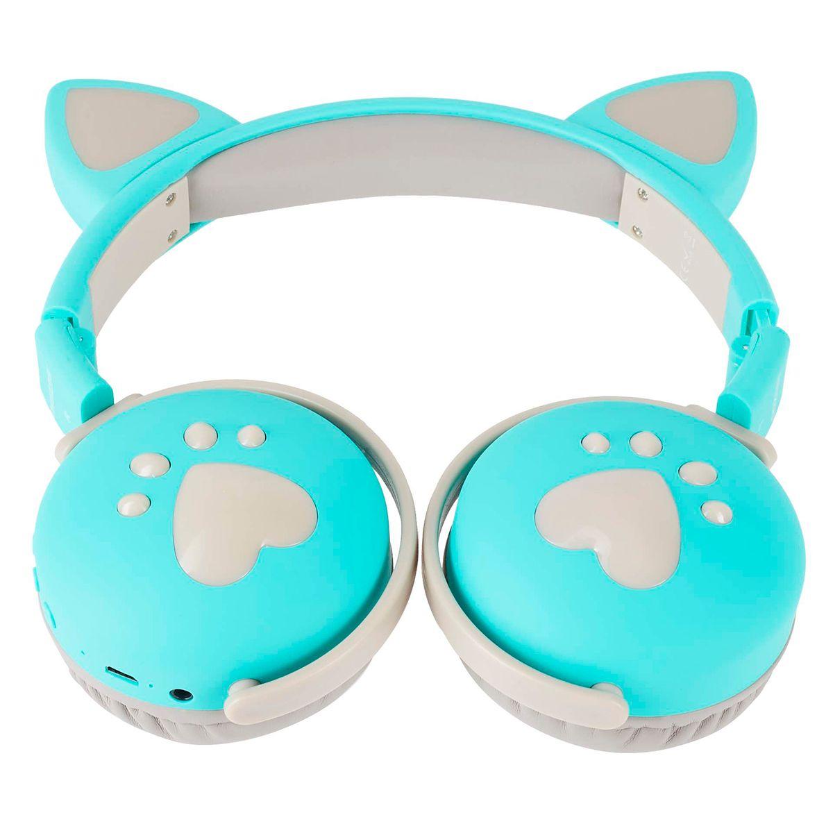 Audifonos Bluetooth Inalámbrico Niños Verde Led Gato-4