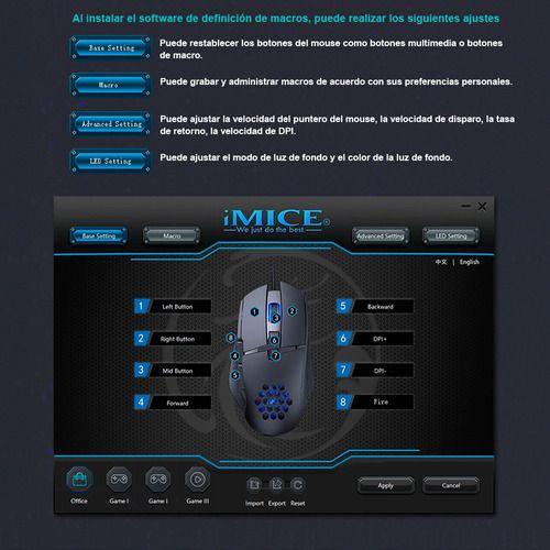 Mouse Gamer Premium Imice T90 7200 Dpi Rgb Shooter-2