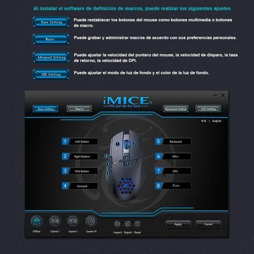 Mouse Gamer Premium Imice T90 7200 Dpi Rgb Shooter-2