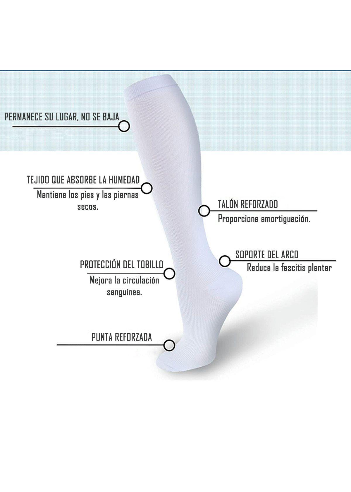 Calcetines Medias Compresión Anti-varices Pack 3 Blancas S/M-1