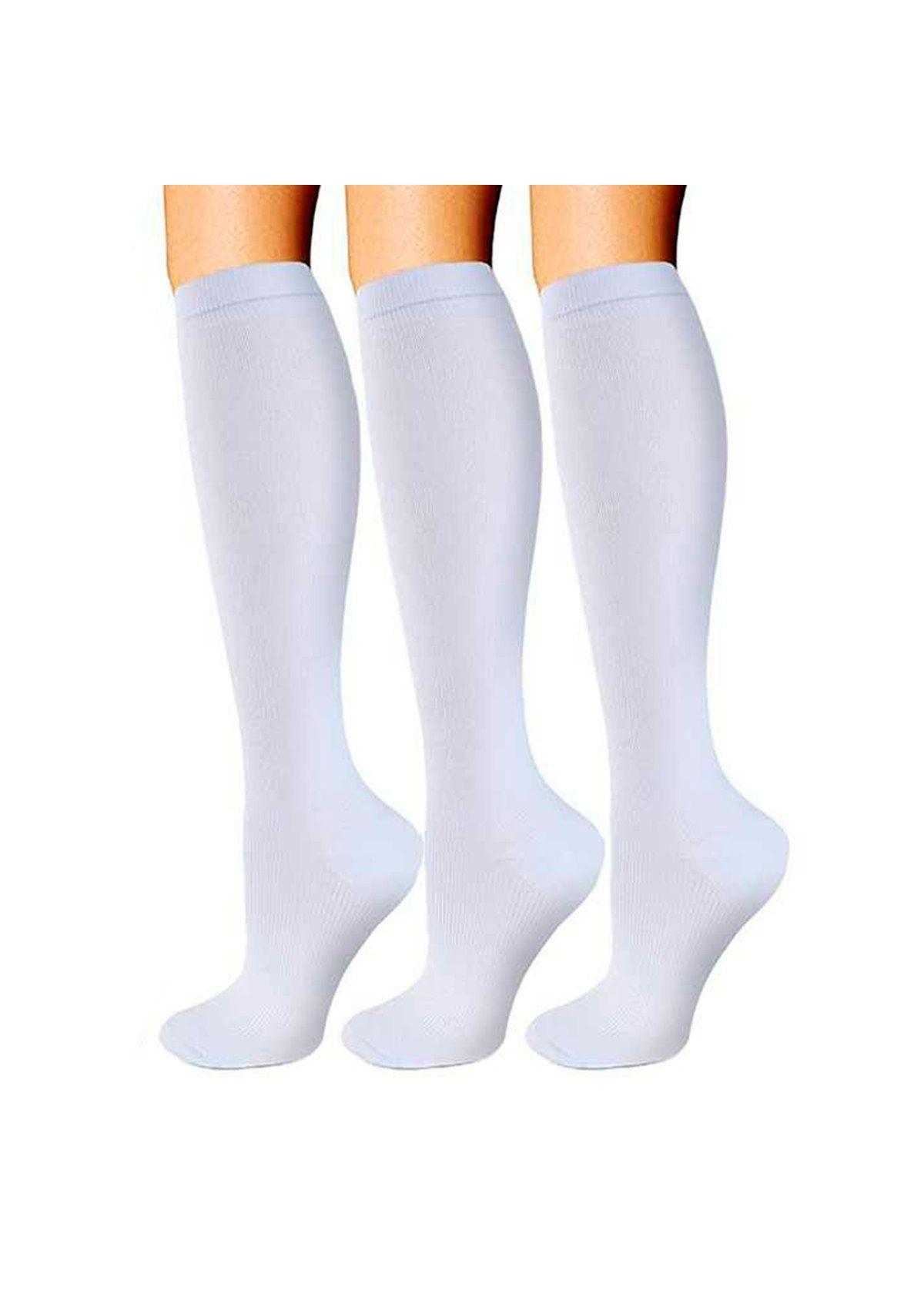 Calcetines Medias Compresión Anti-varices Pack 3 Blancas S/M-3