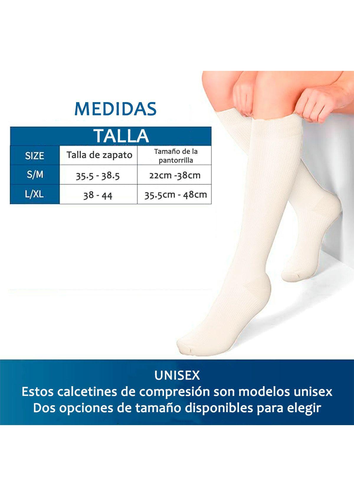 Calcetines Medias Compresión Anti-varices Pack 3 Blancas S/M-4