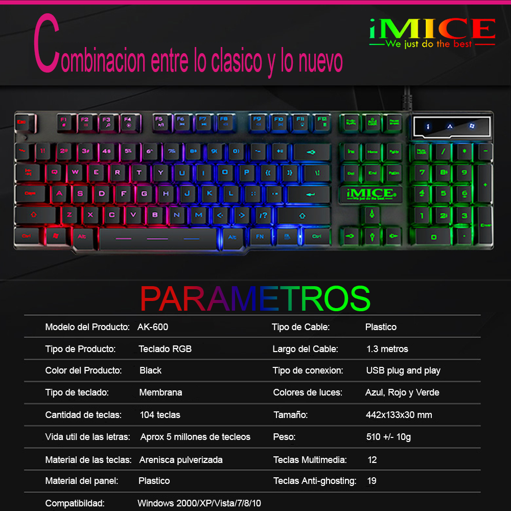 Teclado Gamer Premium Imice Ak 600 Retroiluminado-2