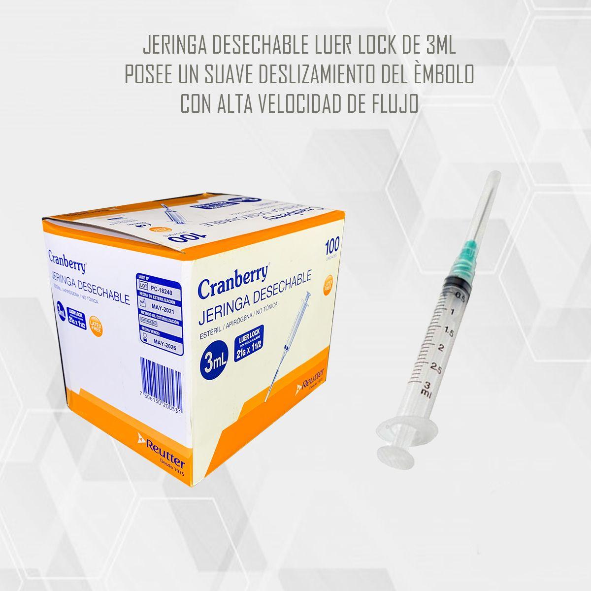 Jeringa Desechable 3ml Luer Lock 21g Caja De 100 Unid-3