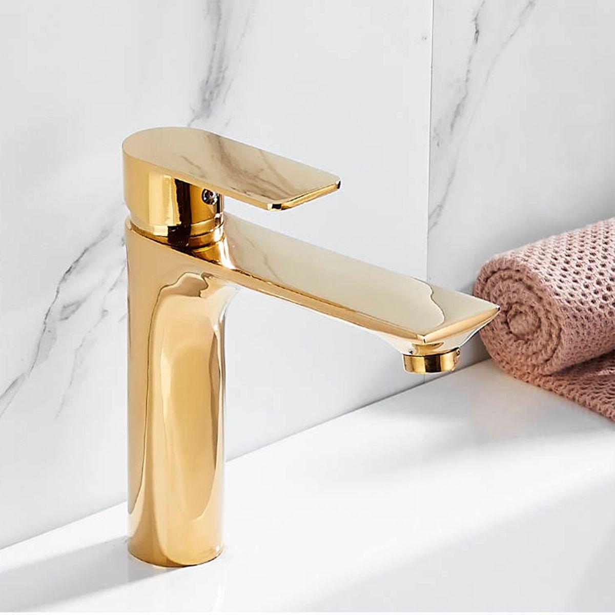 Llave Griferia Lavamanos Monomando Dorado Tap28-1