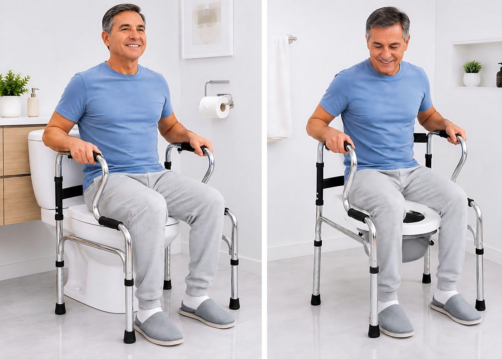 Baño Inodoro Andador  Portátil  Multifuncional 5 En 1-3