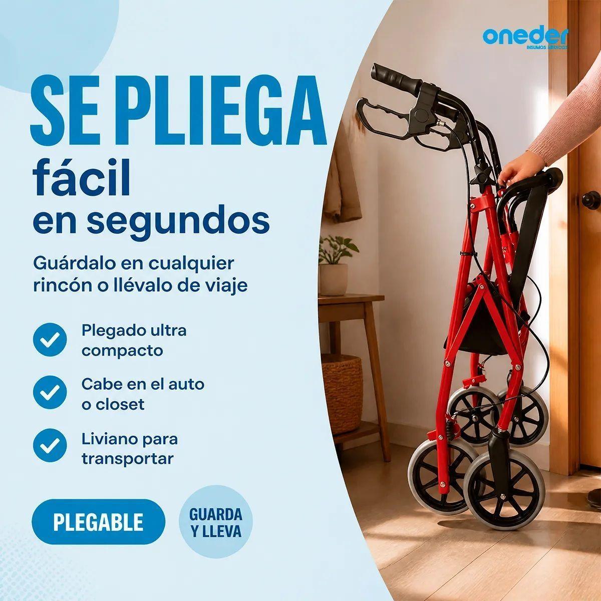 Andador Burrito Ortopedico 4 Ruedas Con Asiento Y Bolso 3004D-9