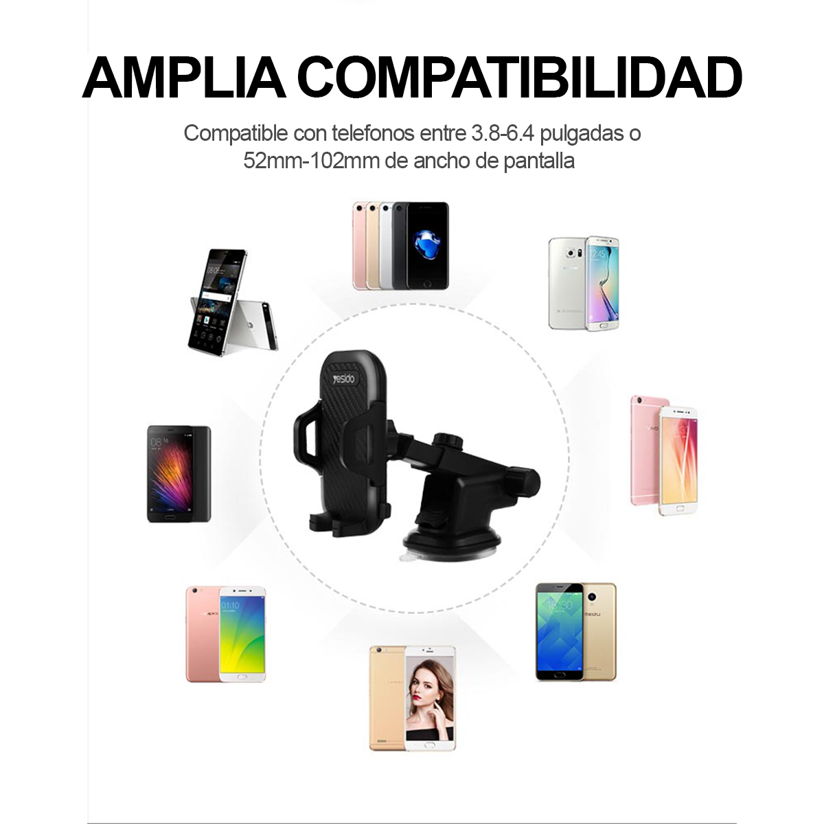 Soporte Celular Auto Porta Telefono Brazo Largo Yesido C23-2