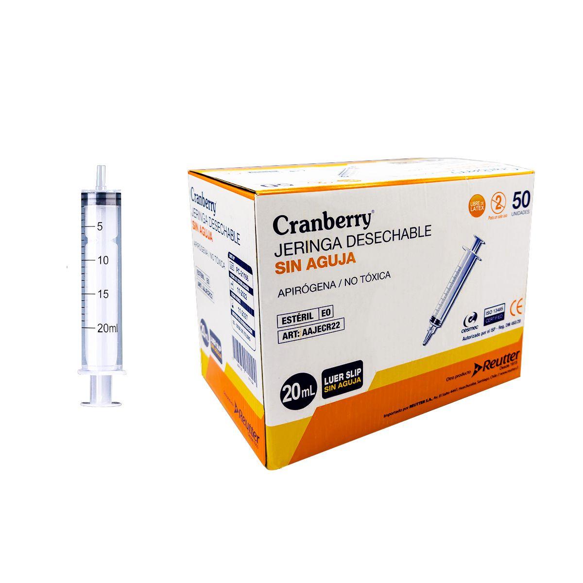 Jeringa Sin Aguja Luer Slip 20ml - 50 Unds  Cranberry-0