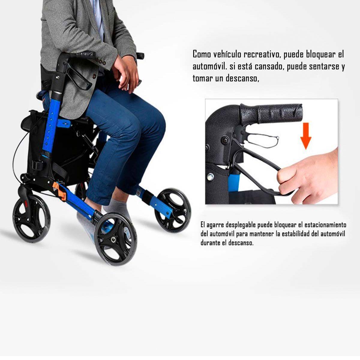 Andador Burrito Ortopedico Plegable Adulto 4 Ruedas Asiento-4