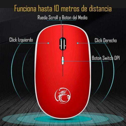 Mouse Inalambrico Premium Usb Imice G-1600 Para Teletrabajo Rojo-1