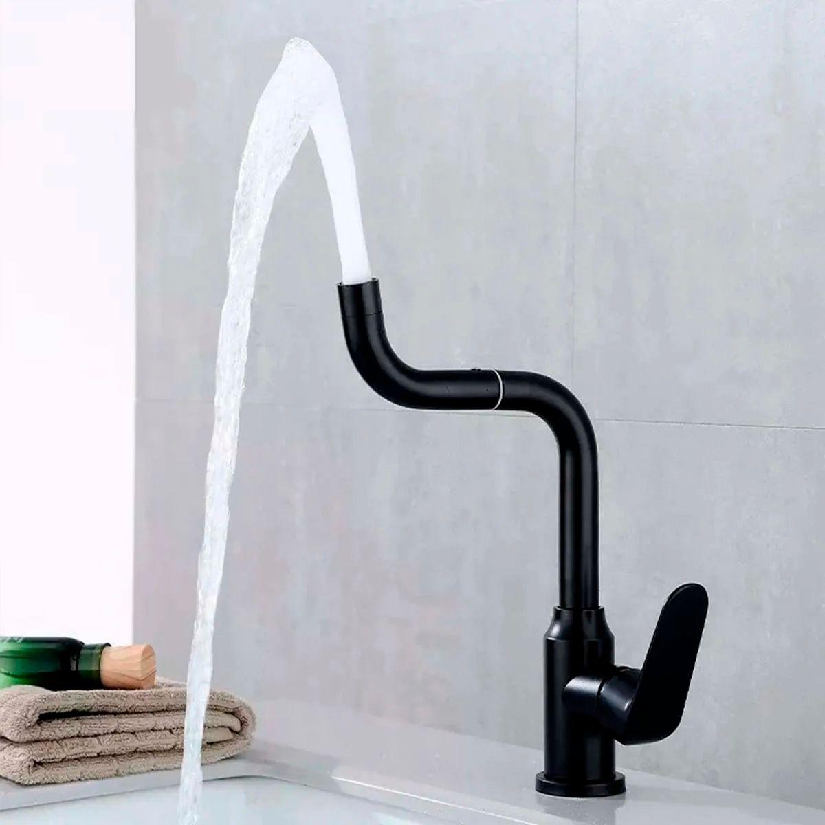 Llave Griferia Lavaplatos Cuello Giratorio Negro Mate Tap08-2