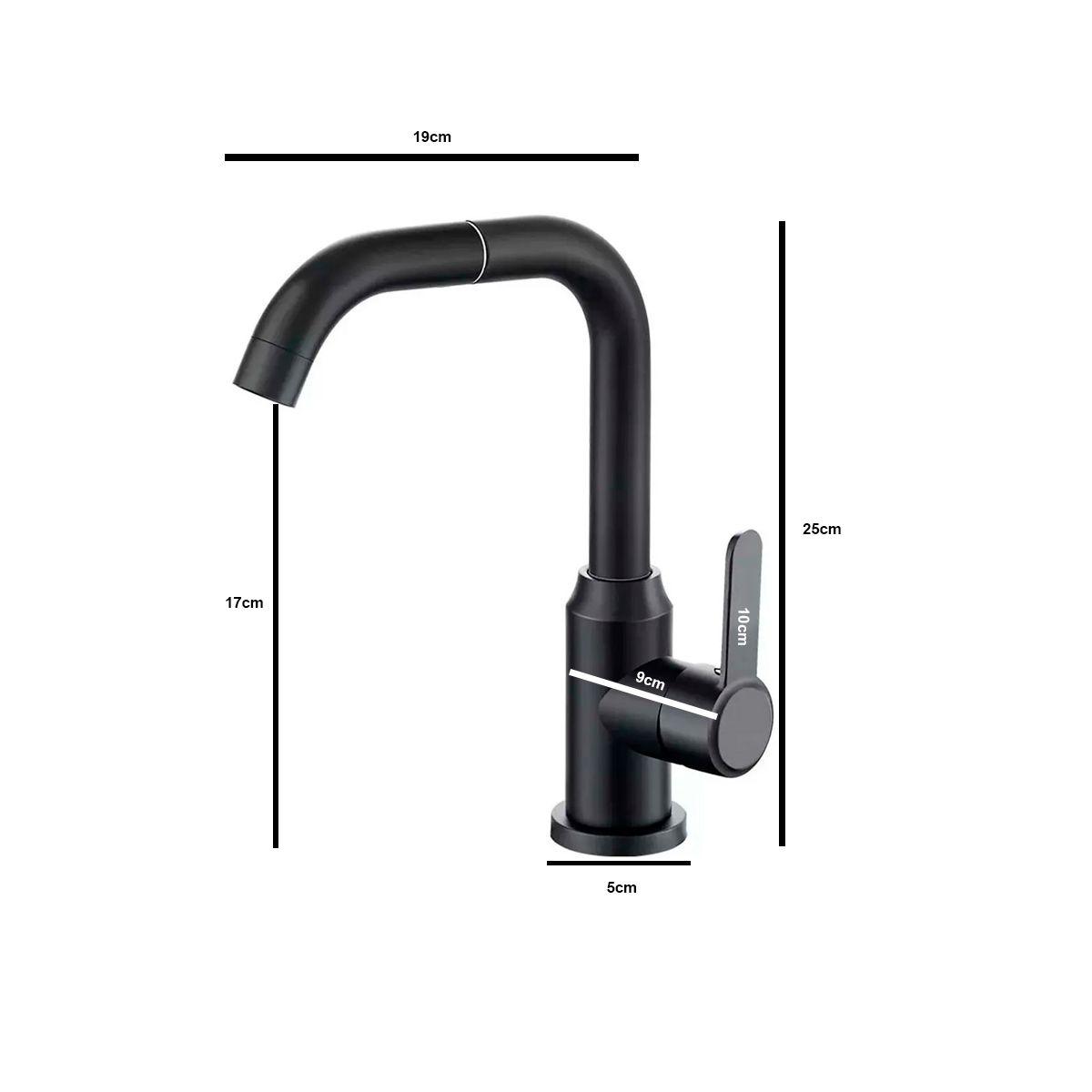 Llave Griferia Lavaplatos Cuello Giratorio Negro Mate Tap08-6