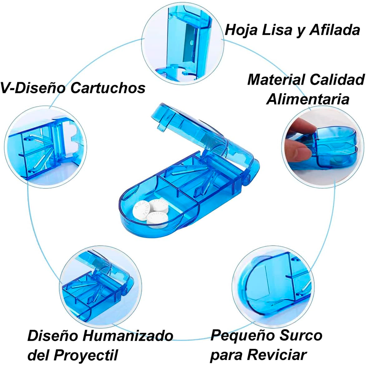 Pastillero Organizador Cortador Dosificador Pastilla Oneder Azul-3