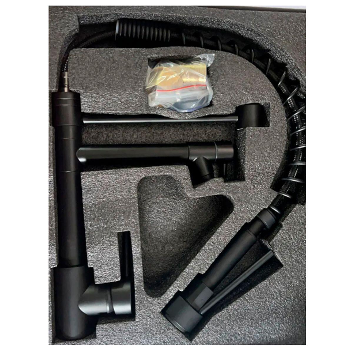 Llave Grifería Lavaplatos Doble Cuello Cisne Flexible Cocina Tap01 Negro-2