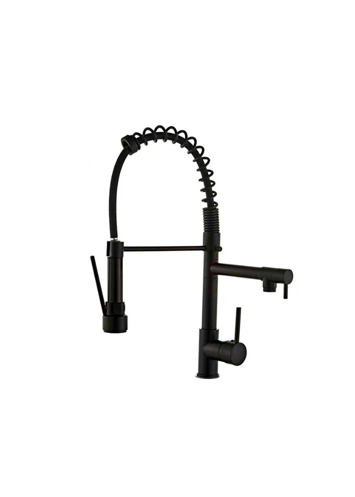 Llave Grifería Lavaplatos Doble Cuello Cisne Flexible Cocina Tap01 Negro-0