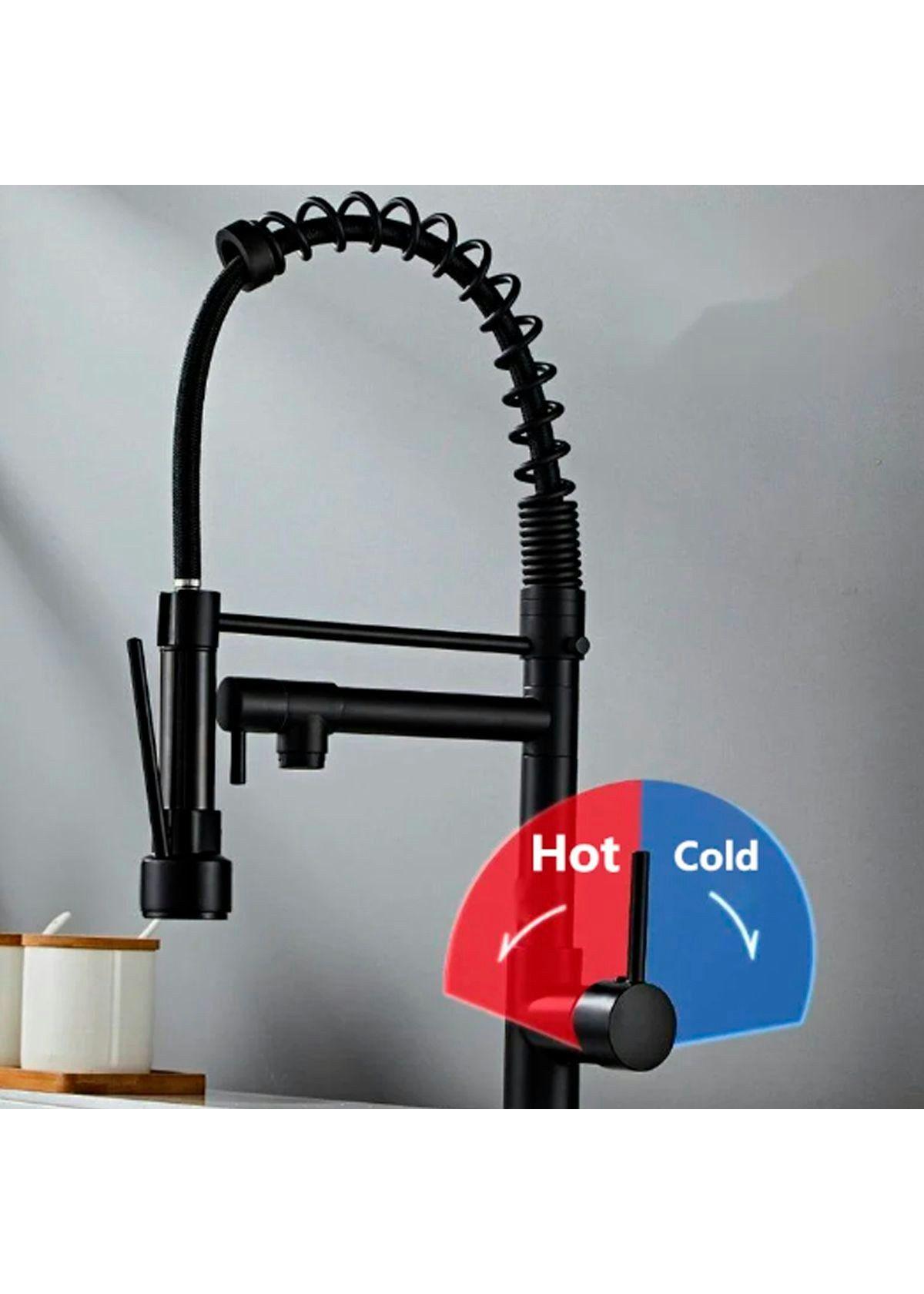 Llave Grifería Lavaplatos Doble Cuello Cisne Flexible Cocina Tap01 Negro-1