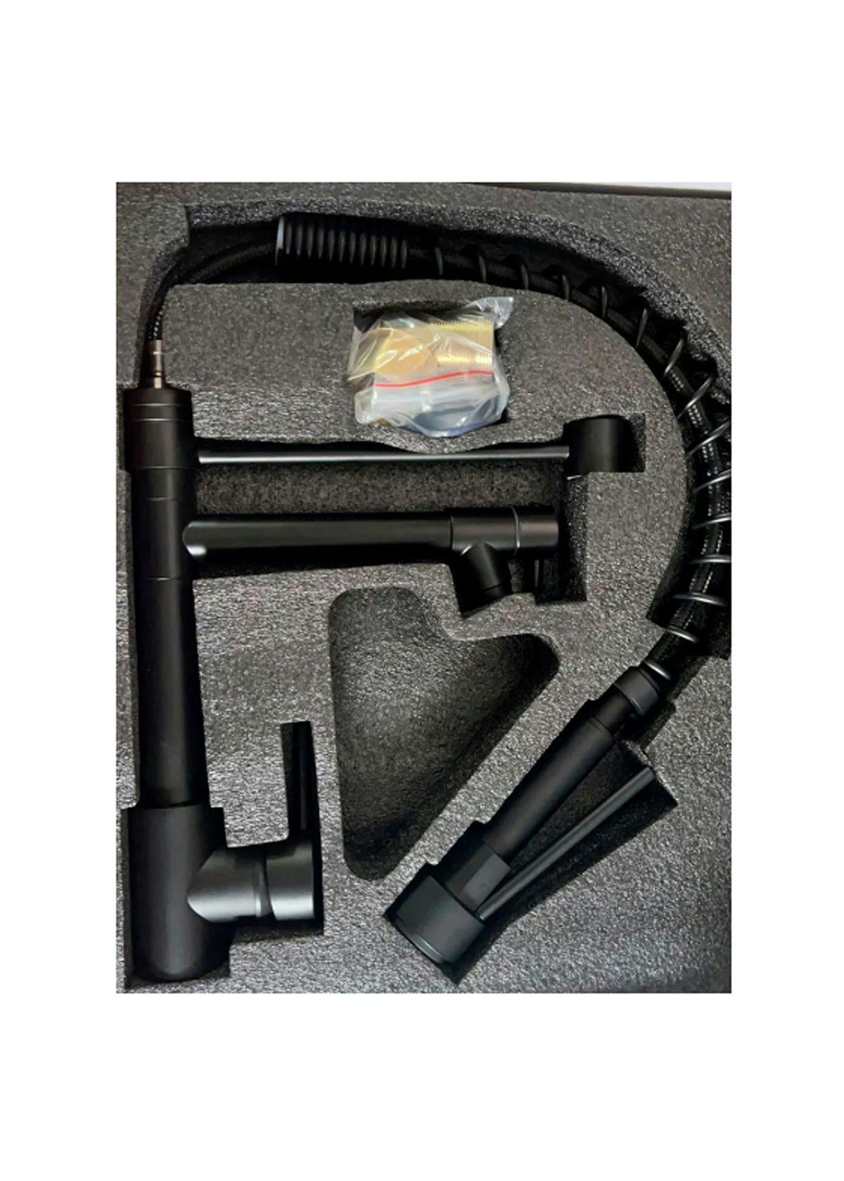 Llave Grifería Lavaplatos Doble Cuello Cisne Flexible Cocina Tap01 Negro-2