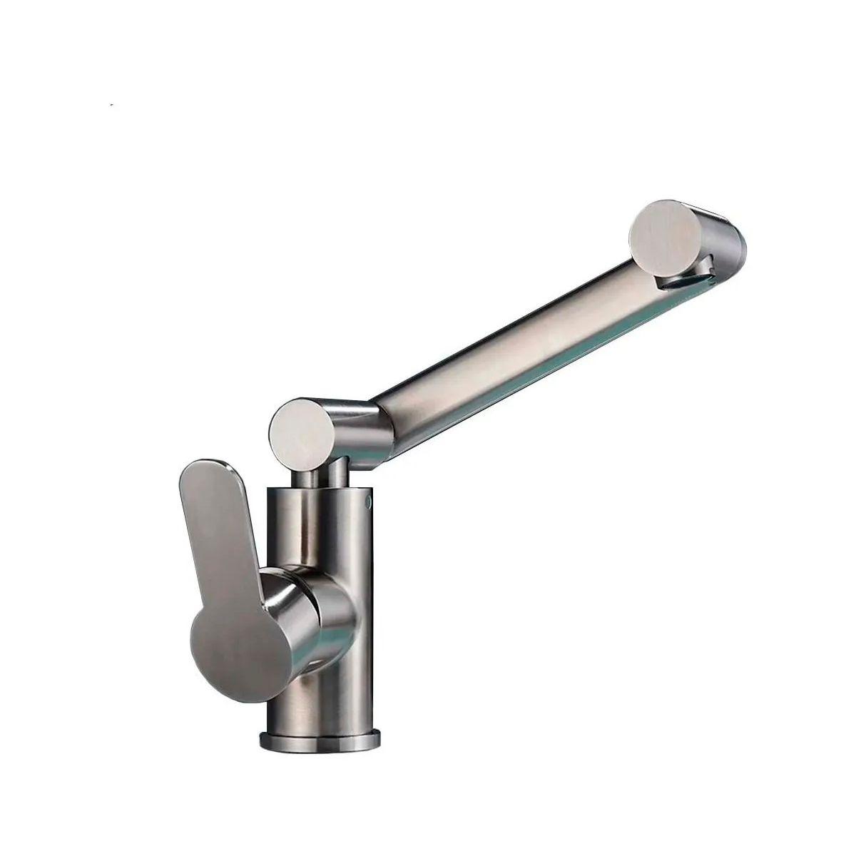 Llave Grifería Lavamanos Monomando Cuellos Giratorios Plateado Tap19-0