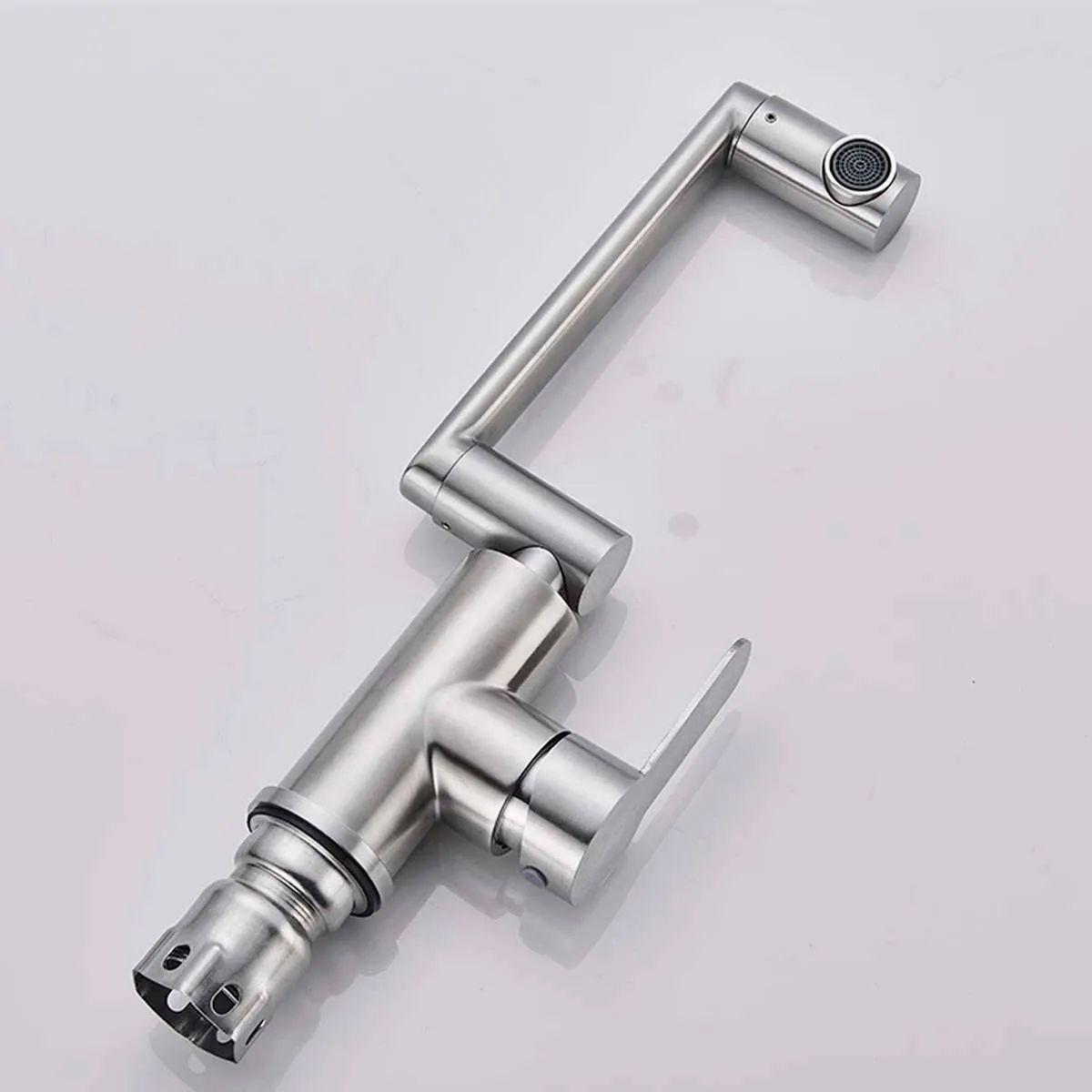 Llave Grifería Lavamanos Monomando Cuellos Giratorios Plateado Tap19-1