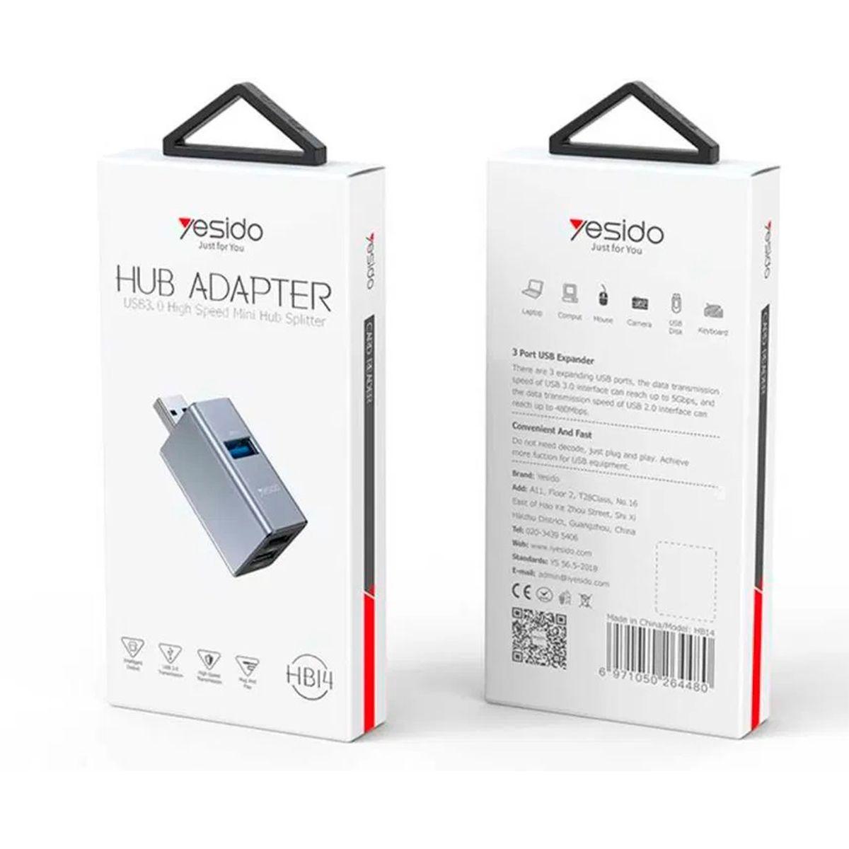 Adaptador Hub Yesido Hb14 3 En 1 De Usb A Usb-7