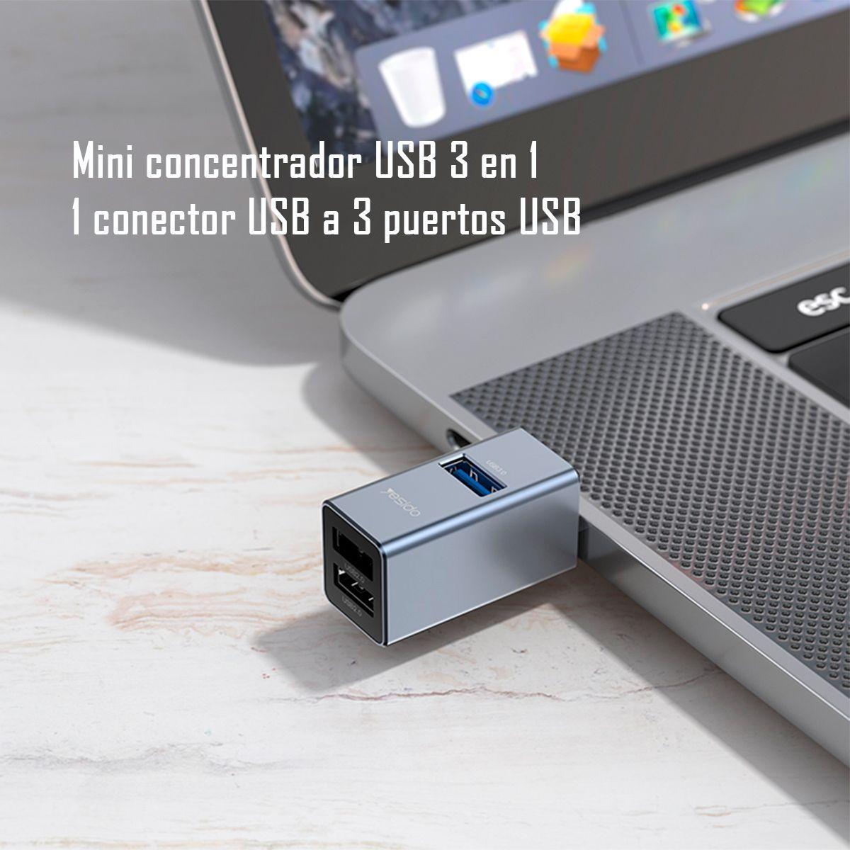 Adaptador Hub Yesido Hb14 3 En 1 De Usb A Usb-4