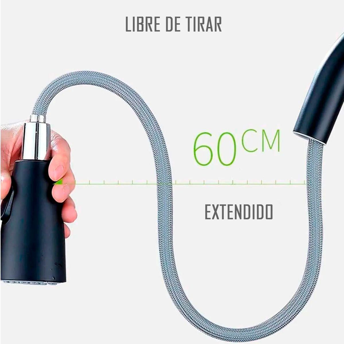 Llave Grifería Lavaplatos Monomando Cuello Extraíble Negro Tap02-3