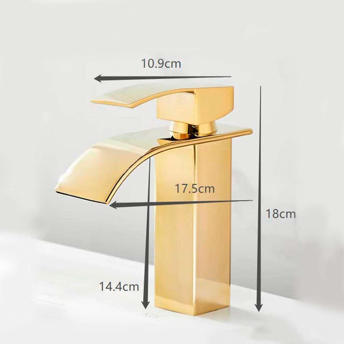 Llave Griferia Lavamanos Monomando Diseño Cascada Dorado Tap27-4