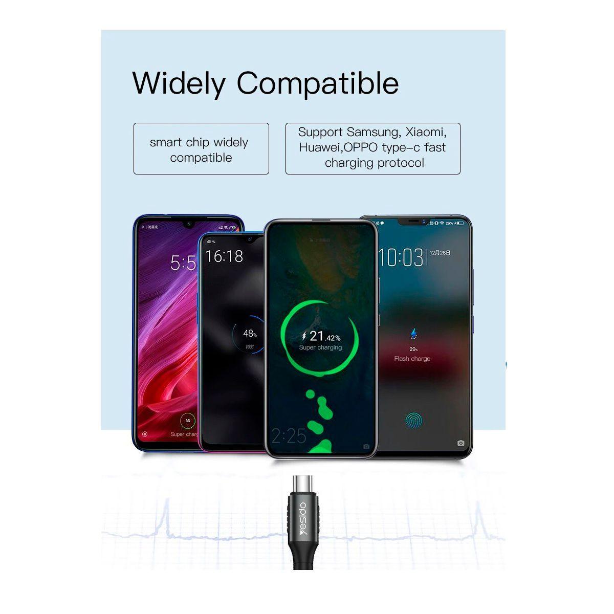 Cable para Celular Tipo C a USB Yesido CA-36 Carga Rápida-2