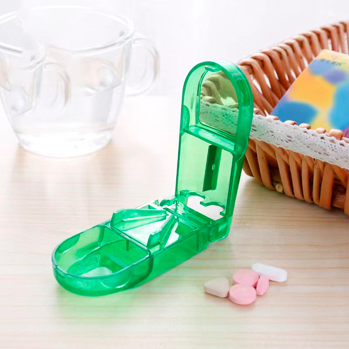 Pastillero Organizador Cortador Dosificador Pastilla Oneder Verde-6