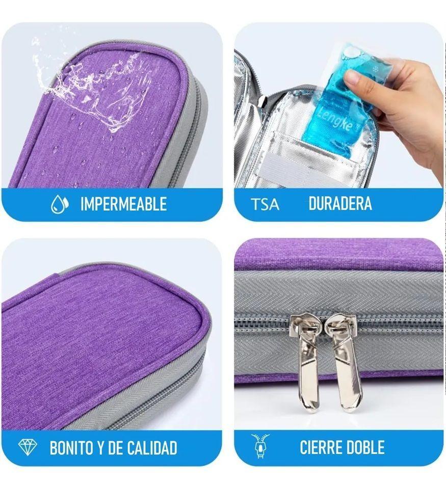 Bolso Estuche Cooler Porta Insulina Para Viaje Refrigerante Tela Morada-3
